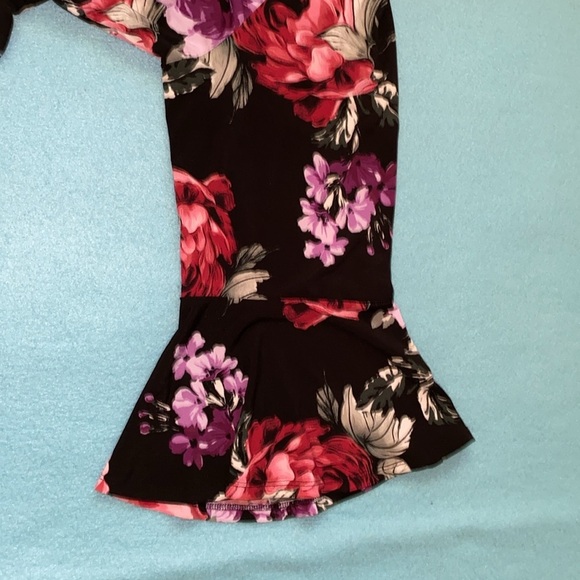 ROZ & ALI floral midi dress 3/4 bell sleeves stretchy scoop small flaw size 2X - Picture 3 of 13
